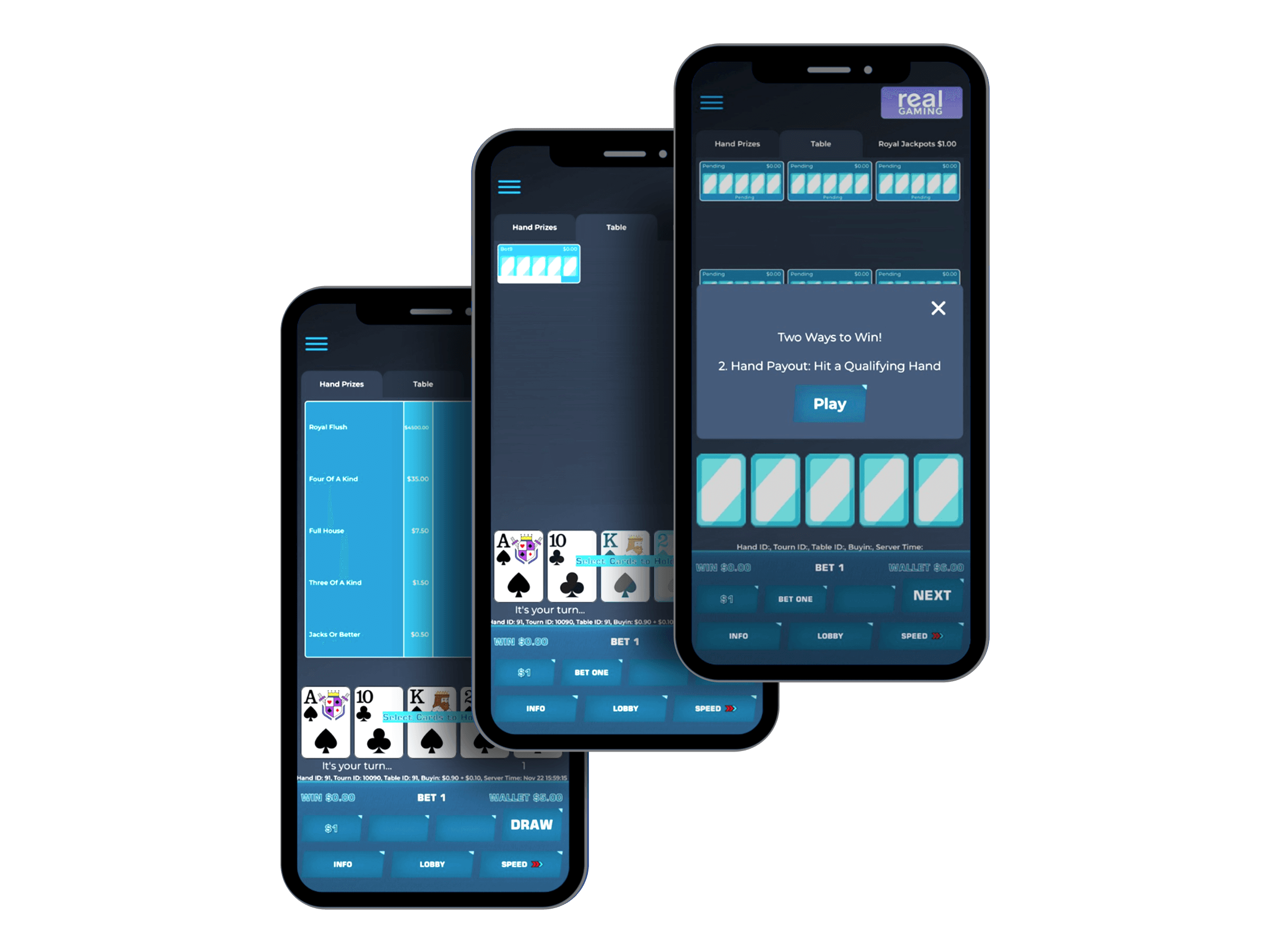 Real Gaming Poker — Interface 1